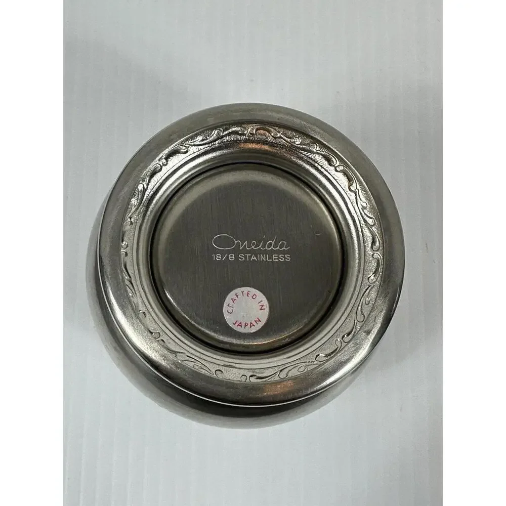 Oneida Custom 18/8 Stainless Steel Cream Sugar Set with‎ Tray With Black Inlay